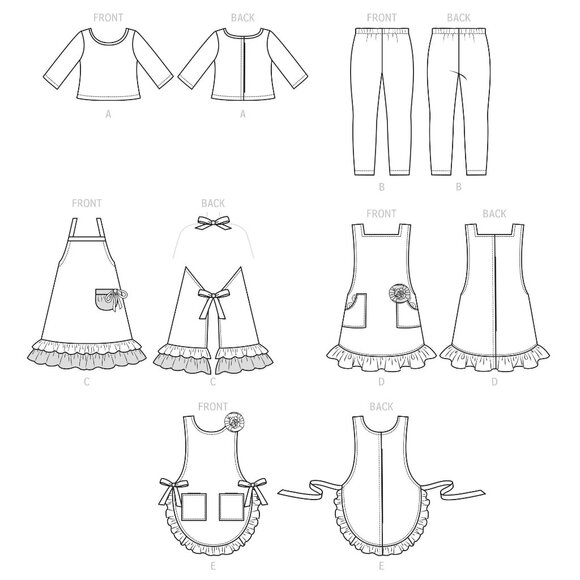 Simplicity Sewing Pattern S9523 Doll Clothes 18" Jumper Apron Kitchen Baking - Picture 3 of 3